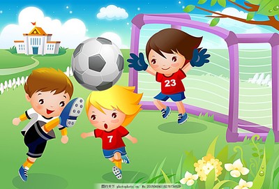 卡通兒童足球運動矢量圖圖片